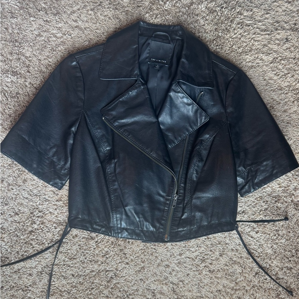 Women's Black Crop Leather Jacket